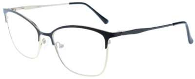 Schwarze Metall-Fertiglesebrille MIA mit femininer Cateye-Form + Federscharnier