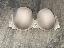 Wacoal 854191 Lace Lightweight Strapless Push-Up Underwire Bra US Sz 32D beige