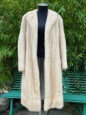 Genuine Palomino Blonde Mink Long Coat Embroidered Lining S / M