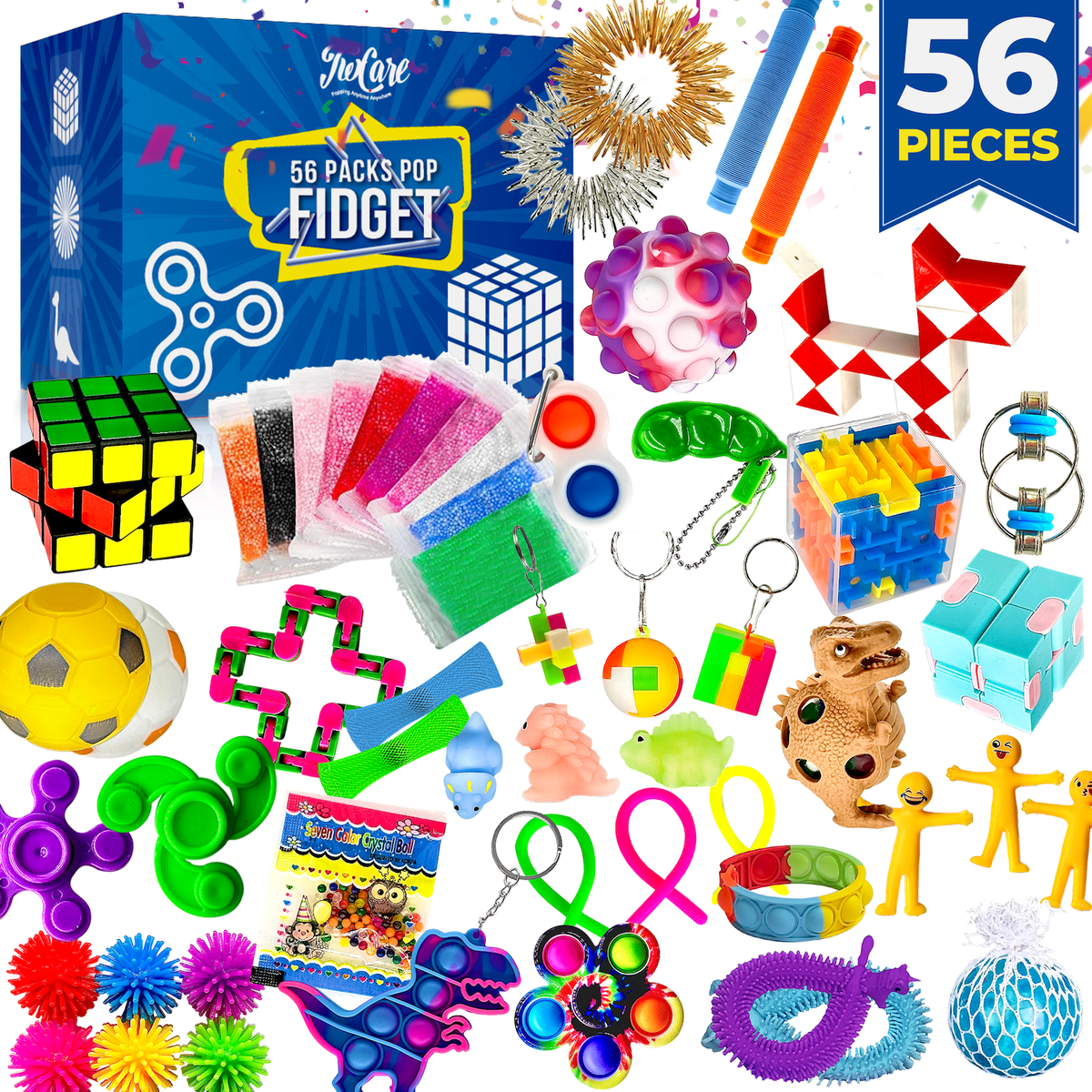 56 Pcs) Fidget Toys Set Party Favors Pop It Stress Relief Autistic