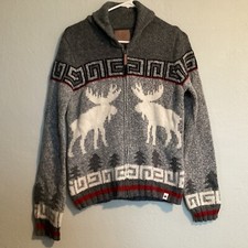 Canadiana Youth Size XL Full Zip Knit Sweater Cardigan Long Sleeve Wool Blend