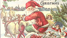 1910 Christmas Postcard Santa GREEN PANTS Drives Reindeer Sleigh Full of Toys