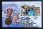 1997 QEII Royal Golden Wedding £5 Isle of Man Stamp & PNC Coin Cover