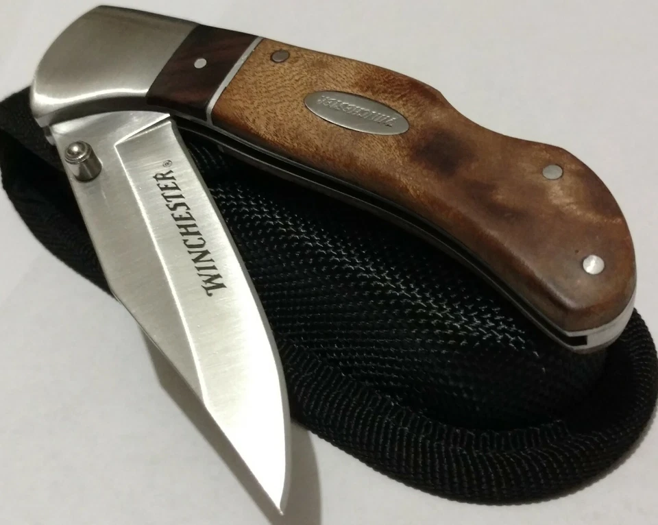 NAVAJA DE BOLSILLO DE CAZA WINCHESTER LOCKBACK CON FUNDA ¡DOBLE PERNO PARA EL PULGAR!!! Foto 3 de 4