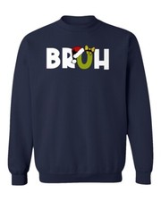 Merry Christmas Bruh Santa Hat Xmas Party Unisex Crewneck Sweatshirt