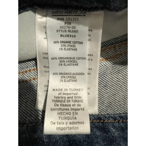 Good American Womens High-Rise Blue Distressed Frayed Hem Jeans Sz 14/32 GL386T - Picture 6 of 7