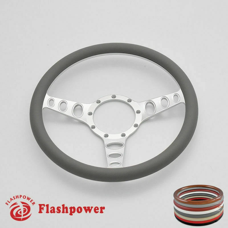 14" Billet Steering Wheel Light Gray Half Wrap Chevrolet Monte Carlo Camaro - Image 2 of 4