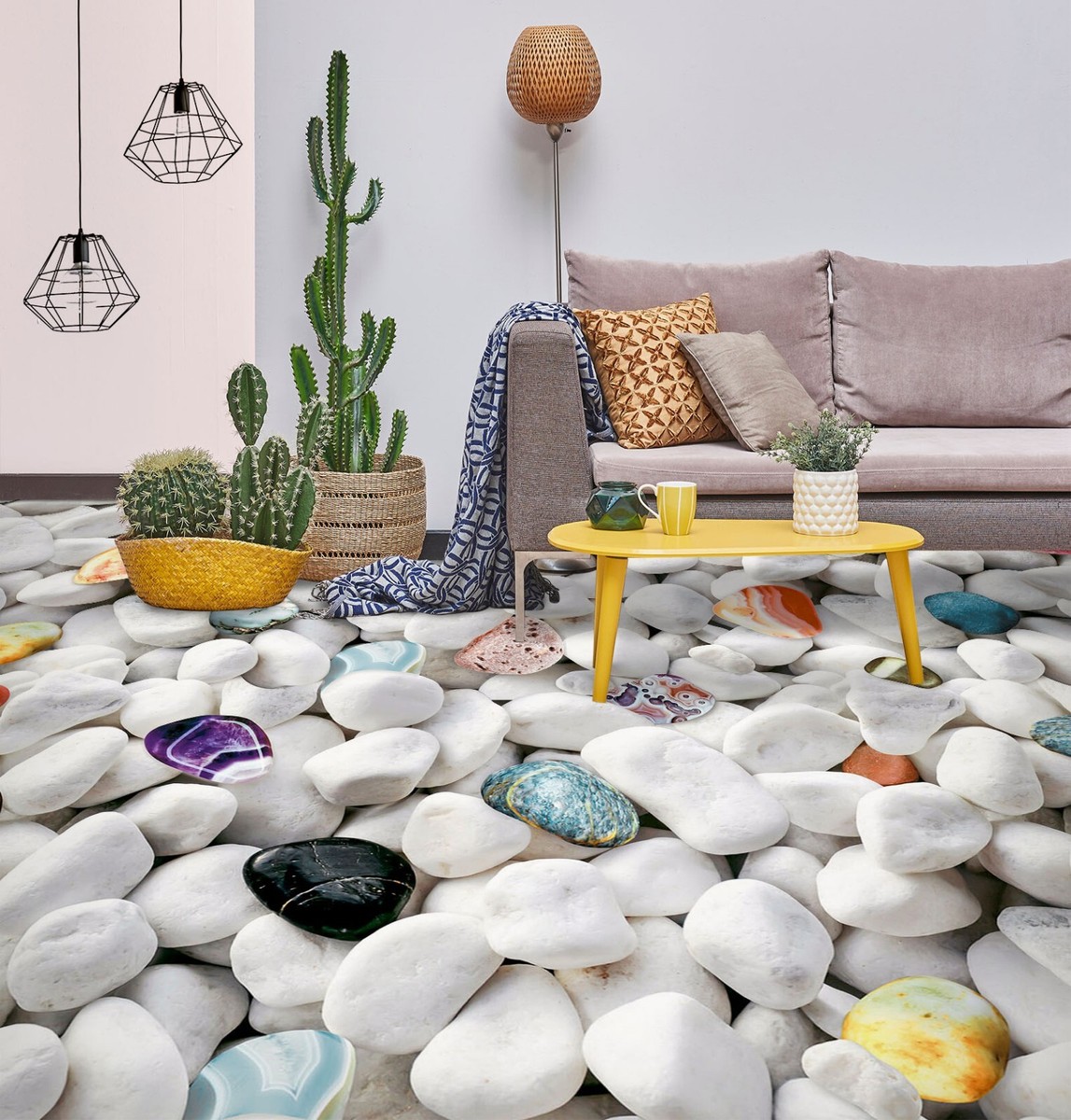 3D White Stone SKE3389 Floor WallPaper Print Decal Epoxy Floor