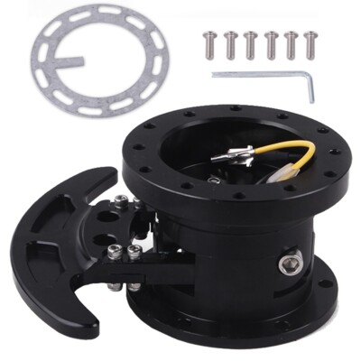 Black WorksBell Flip Up Tilt Racing Steering Wheel Quick Release Hub Kit