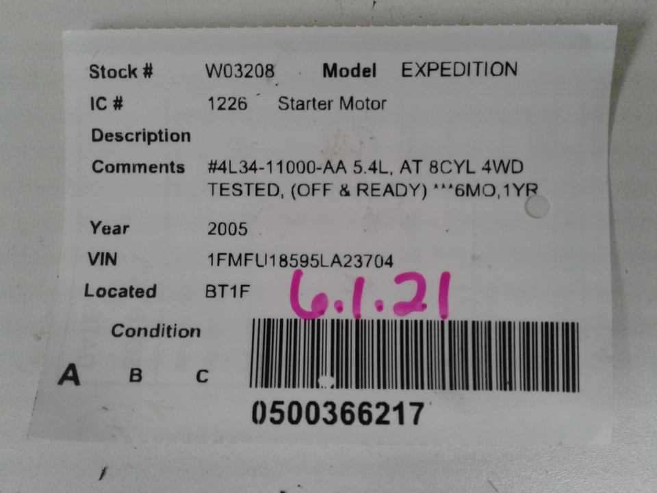 Motor de arranque usado se adapta a: Ford Expedition 2005 grado A Foto 4 de 4