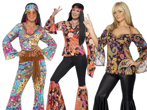 Ladies Hippie Hippy Flares + Top Outfit 