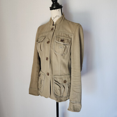 Khaki Military Jacket Women's Uk KAREN MILLEN England