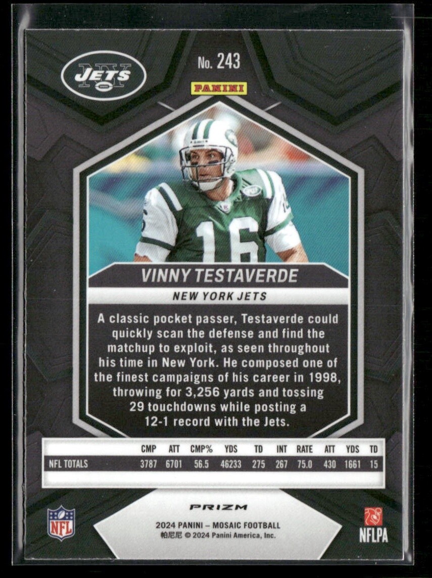 2024 Panini Mosaic #243 Vinny Testaverde Mosaic Green New York