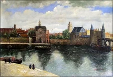 Quality Hand Painted Oil Painting European River Bank View 24x36in