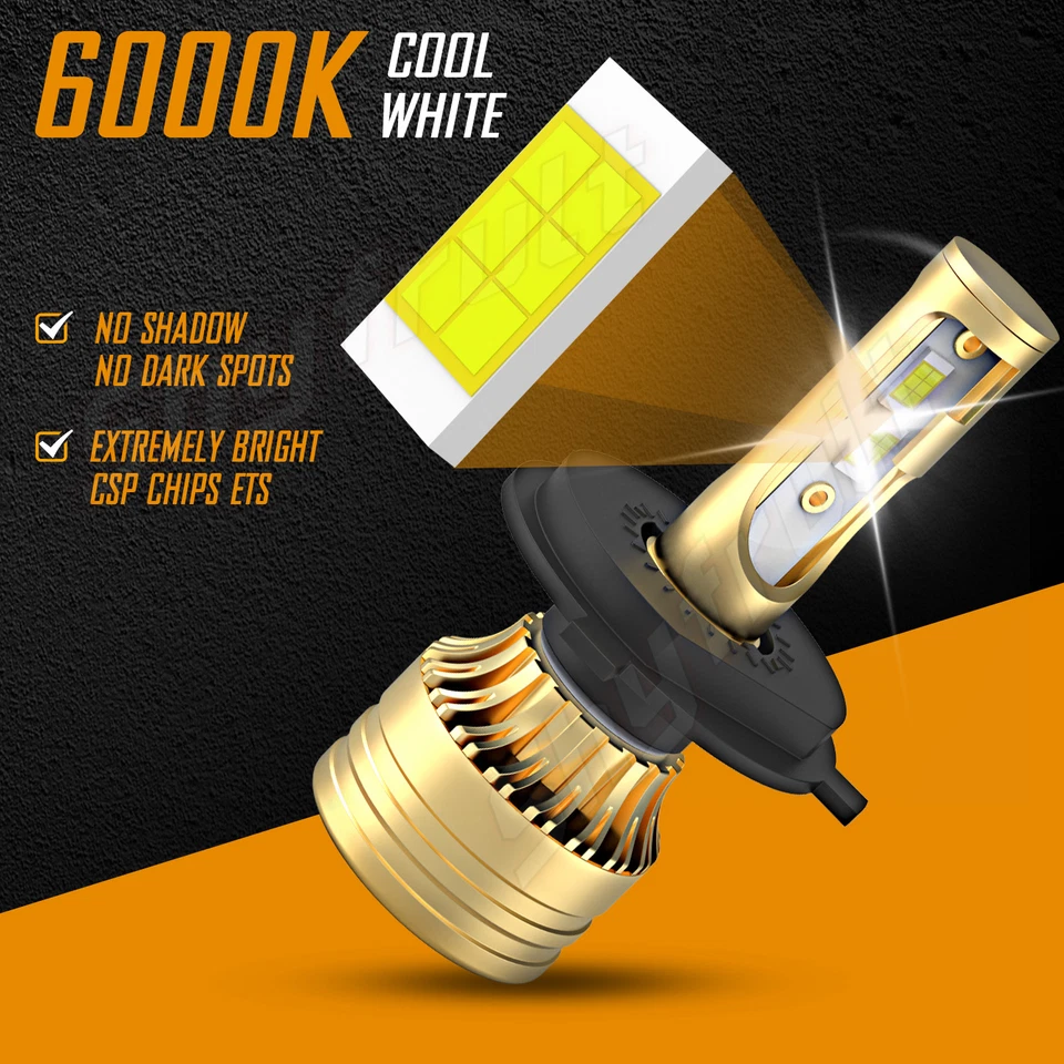 For Toyota Echo 2000-2005 H4-6000K LED Headlight Bulb Hi&Low Beam Kit White Foto 3 de 4