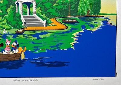 Disney MICKEY & MINNIE MOUSE AFTERNOON ON THE LAKE Serigraph Art