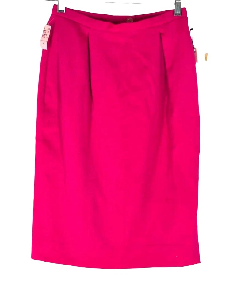 复古 Dana Buchman 粉色羊毛铅笔裙 NOS 女式 4 码 Fuchsia 及膝