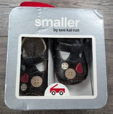 Baby Girl Clothes New See Kai Run Size 6-9 Month Liv Brown Button Shoes