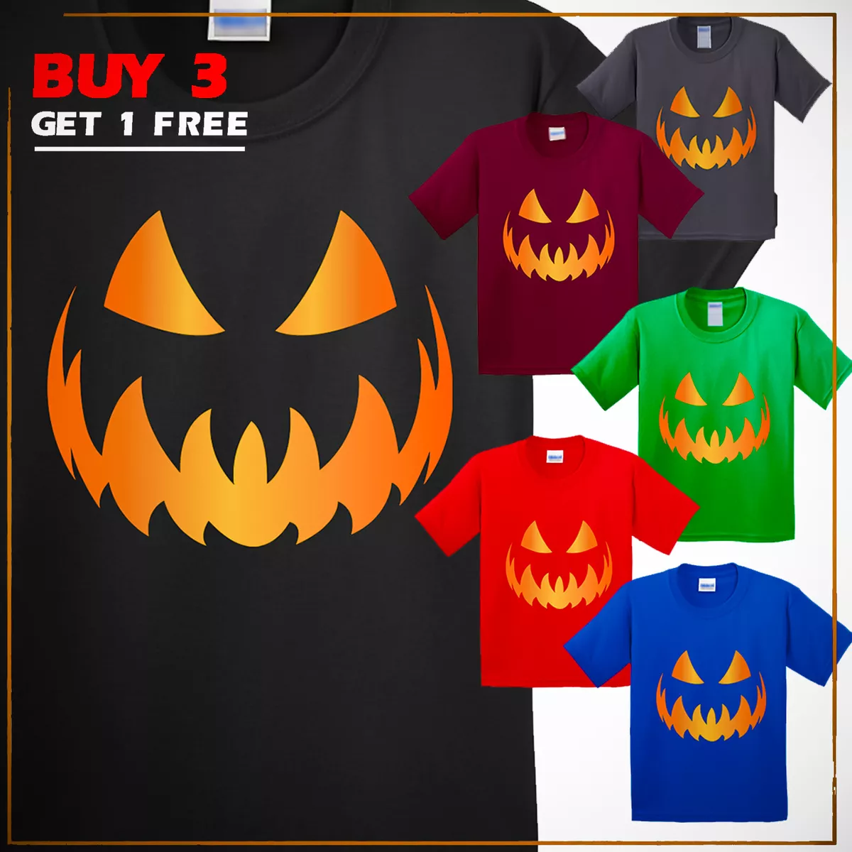 Halloween pumpkin face T-shirt Design Funny and Scary Halloween Tee for  Adult Men's & Women's