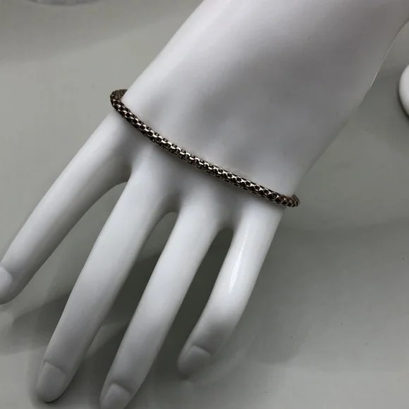 Solid sterling silver 925 mesh chain bracelet uni… - image 1