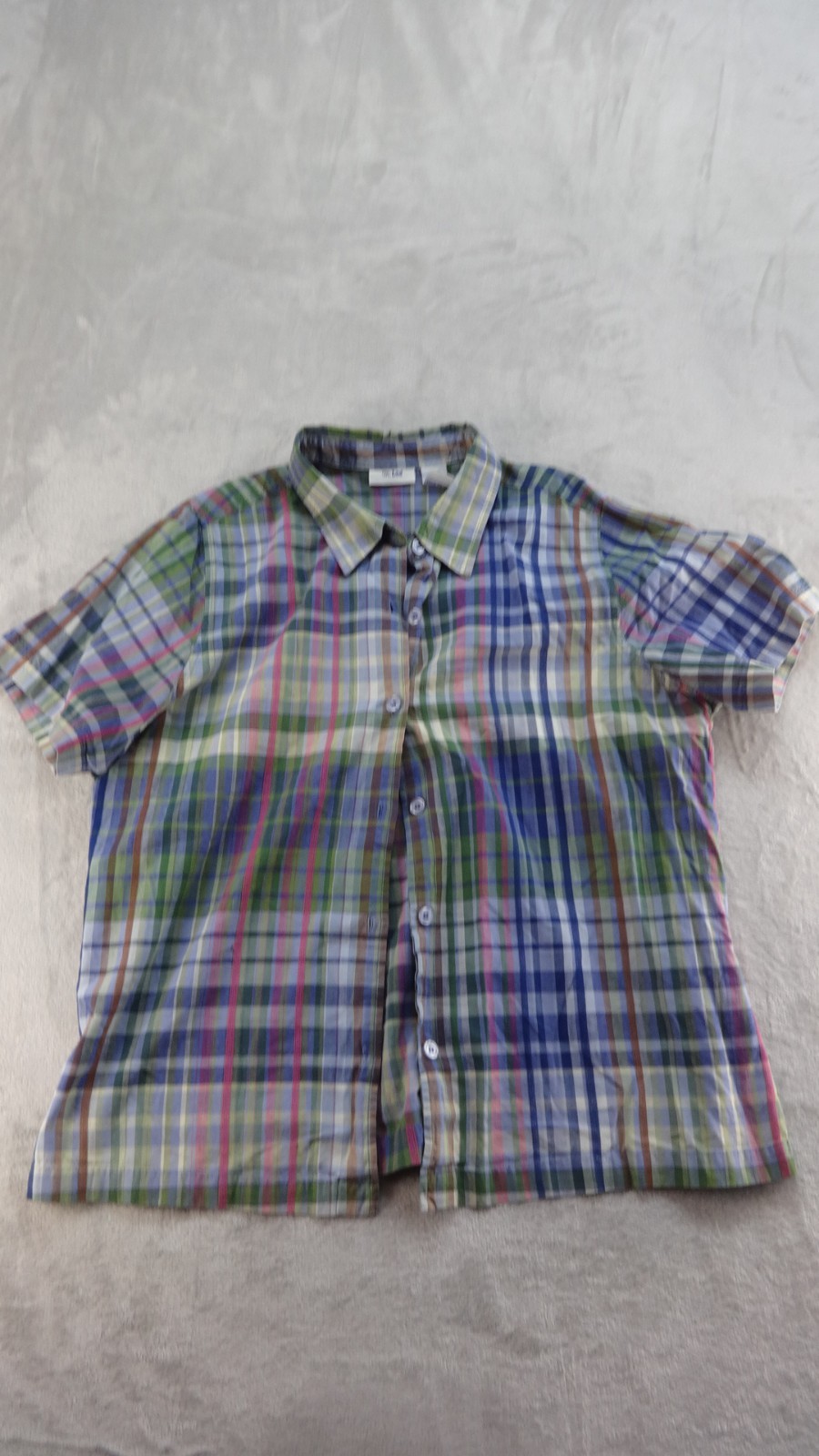 VTG Ms. Lee Shirt Womens 1X Plaid Multicolor Short Sleeve Button Up
