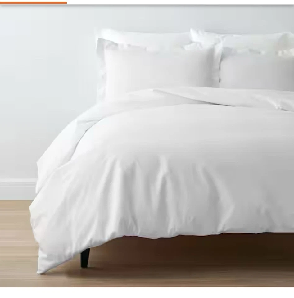 Funda nórdica The Company Store King/Cal King blanca percal Foto 3 de 4