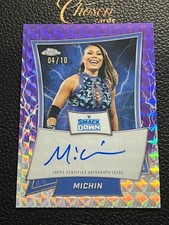 2026 Topps Chrome WWE Michin Blue Brand Auto /10 Purple Geometric BZP
