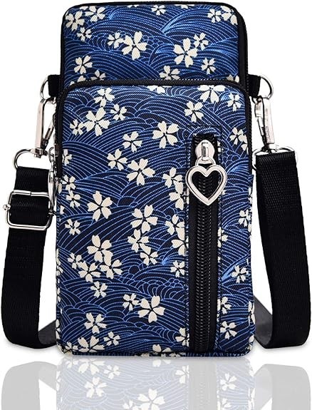 Lightweight Small Crossbody Bags Cell Phone Purses Travel Pouch Bag Blue Flower