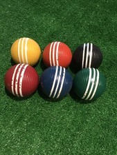 Vintage Set of 6 Forster Ribbed 3-STRIPE  3" Croquet Ball Set Small  Size Ball