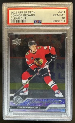 2023-24 Upper Deck Connor Bedard Clear Cut Young Guns RC #451 Blackhawks PSA 10