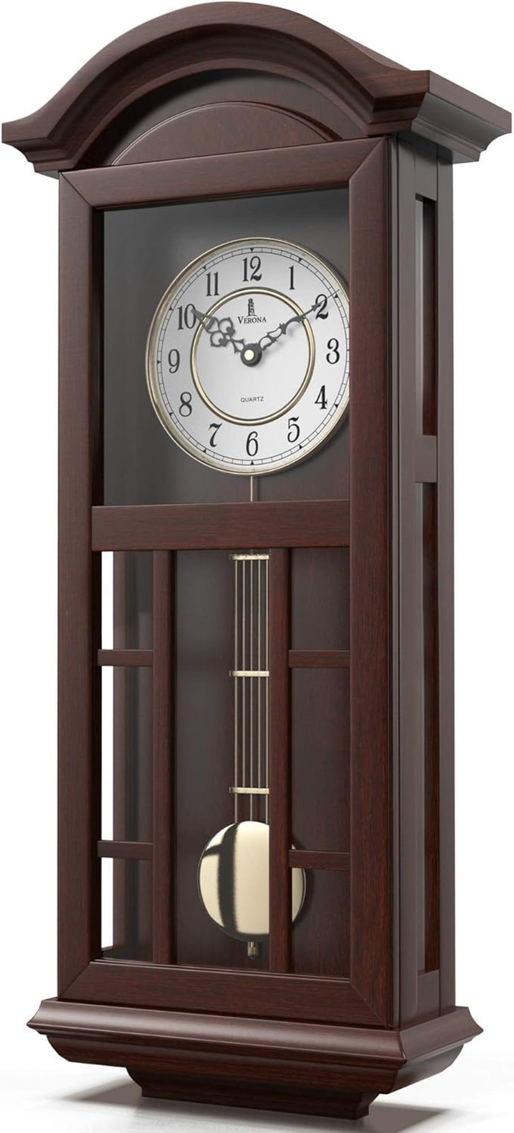 Pendulum Wall Clock - 27 Inch Wooden Hanging Grandfather Wall Clock with Pendulu