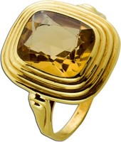 Citrinring Gold 333 8K Honiggelber Edelstein Antikschmuck