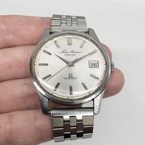 Seiko Skyliner Vintage Handaufzug Uhr Silber 36mm Gebraucht - Bild 1 von 3