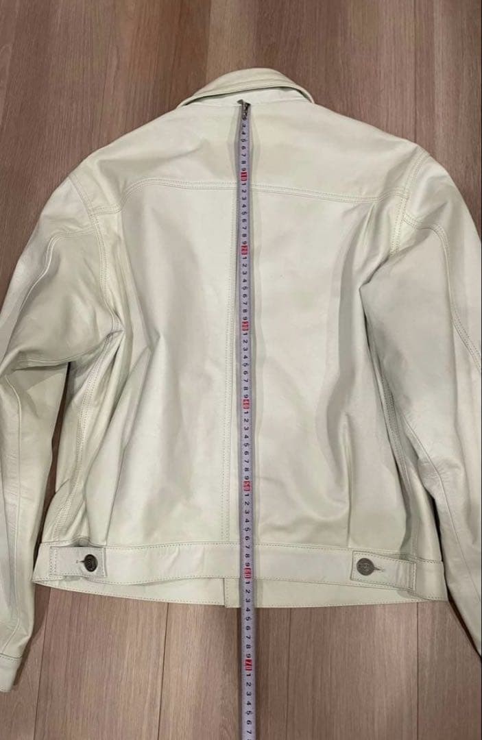 Stussy x Levi's Leather Trucker Jacket Tofu M Used Gift Box thumbnail 6