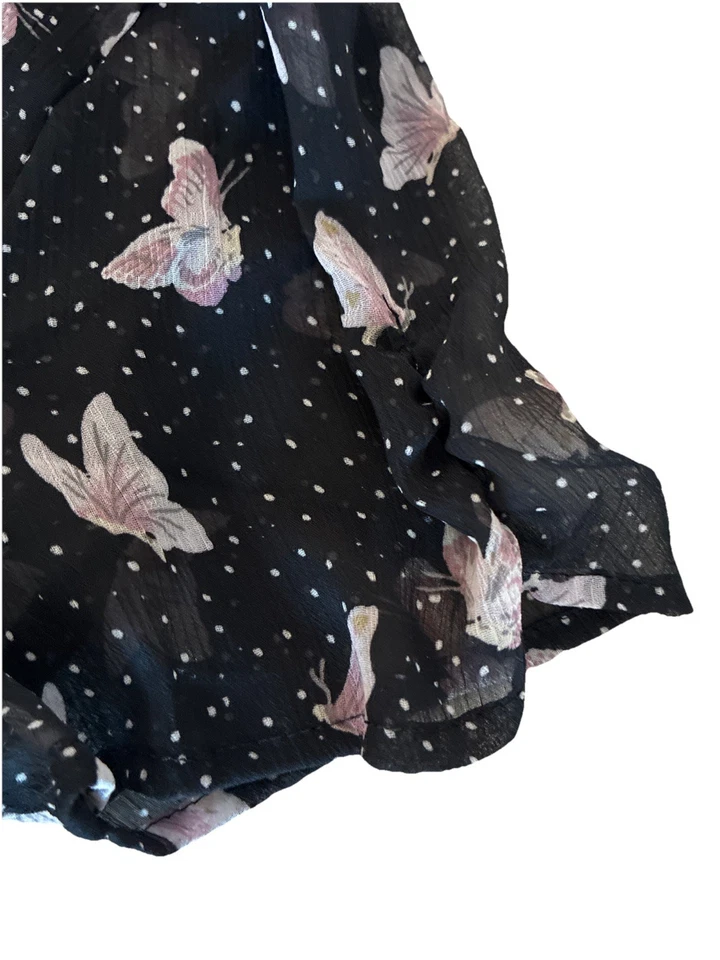 Blusa de Colección Y2K Kirra M Negra Rosa Mariposa Lunares Encaje Borde Transparente Hada Boho Foto 3 de 4