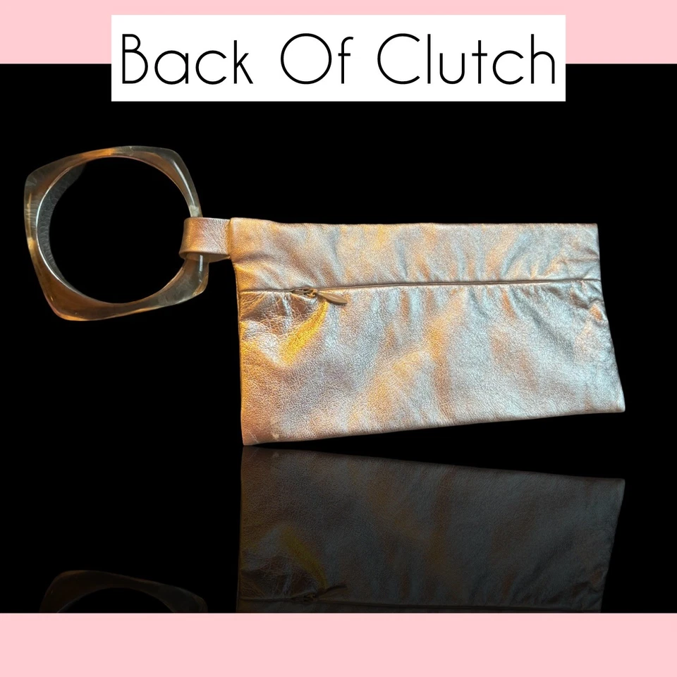 Bolso de mano vintage plateado con mango Lucite Foto 4 de 4