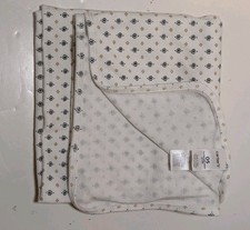Carter's One Size Baby Blanket Cotton Floral Diamonds Swaddle Black Tan 32" EUC