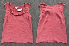 Banana Republic Silk Blouse Small NWT 70 Ruffle Neck Sheer Shoulder 17x23