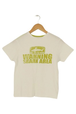 VERTBAUDET Kinder T-Shirt Weiß Gr. 170 Casual mit Shark Area Logo-Print