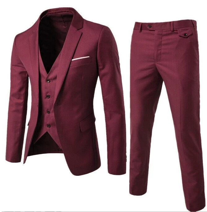 Neu Herrenanzug Business Jacke Weste und Hose 3-teiliger Hochzeitsfeier Blazer - Bild 4 von 4