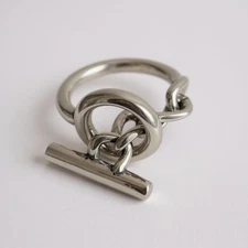 Uno De 50 STYLE Ring 7 Chain Size 925 Sterling Silver Open Toggle Band Boho