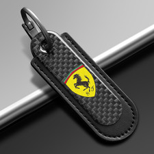 Ferrari  Real Carbon Fiber Car Logo Black Lea...