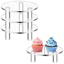 3 Pcs Round Acrylic Risers Clear Small Display Stands, 5"