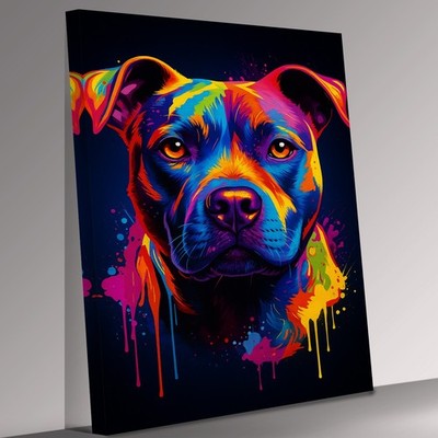 Stafforshire Bull Terrier Abstract Canvas Print Wall Art Picture