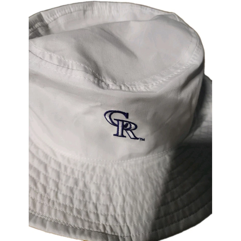 Sombrero de cubo Coors Light Colorado Rockies sombrero para el sol talla única blanco arco iris usado Foto 4 de 4