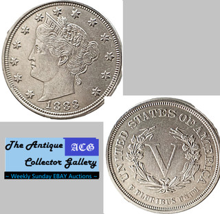 1883 US Phila Mint Liberty Head Nickel 5 Cents NO CENTS Racketeer's 5c