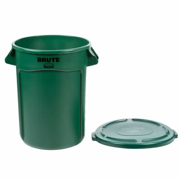 Rubbermaid BRUTE 32 Gallon Container Green Trash Can and Lid Reinforced
