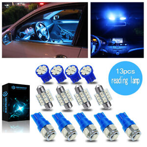13x Ice Blue Car LED Light Interior Package Kit for Dome License Plate Lamp Bulb