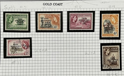1957 GOLD COAST GHANA INDEPENDENCE OVERPRINT MINT USED STAMPS QUEEN ELIZABETH II - 第 1/4 張圖片