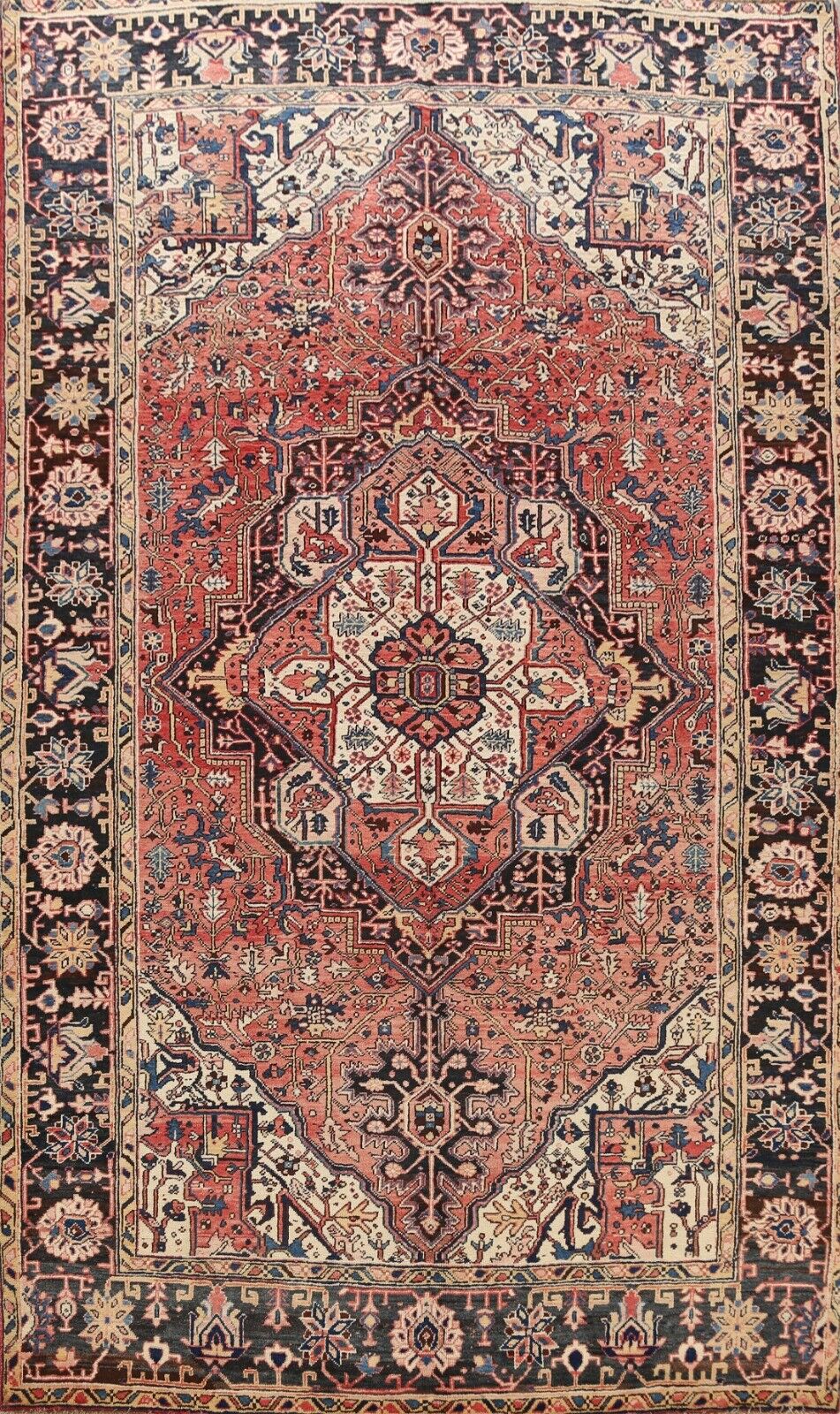 Geometric Semi Antique Traditional Hand-Knotted Area Rug Oriental Carpet 8x11